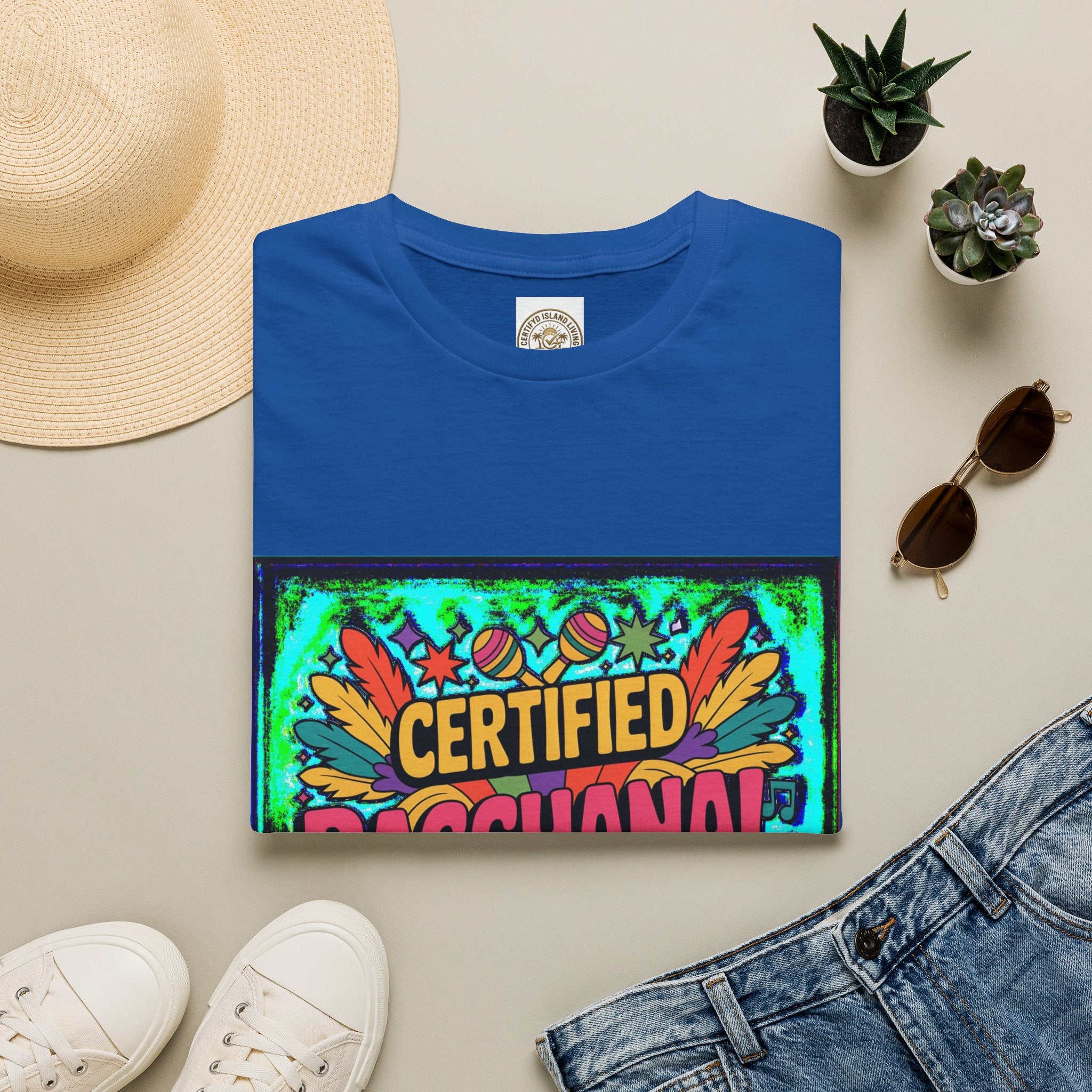Certified Bacchanal Chasers T-Shirt — Colorful Carnival Party Tee