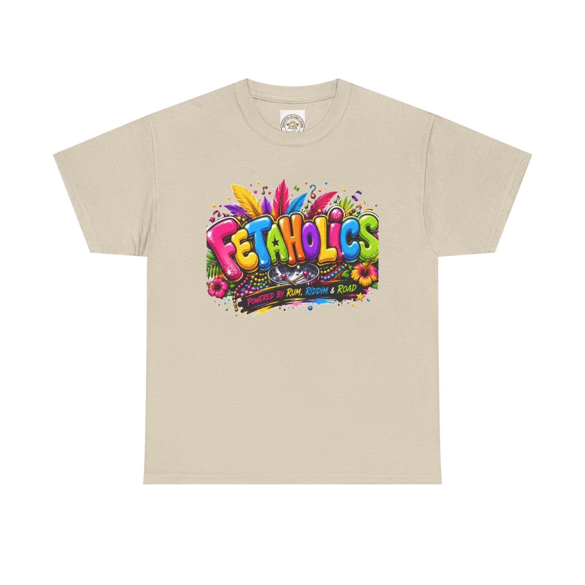T-Shirt — Colorful "Fetaholics" Graphic Tee (Festival, Party Vibe)