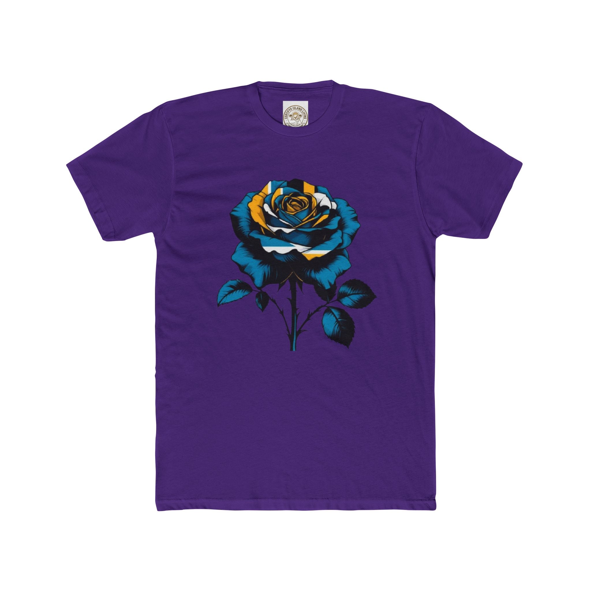 Blue & Gold Rose Graphic Tee