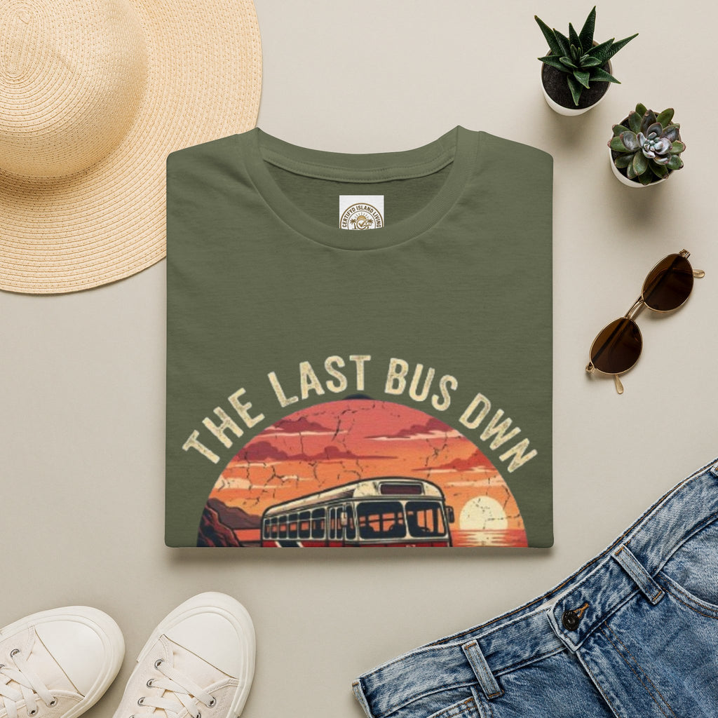 Vintage Bus Sunset T-Shirt — “The Last Bus Down” Graphic Tee