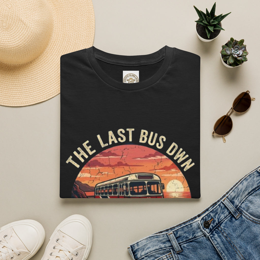 Vintage Bus Sunset T-Shirt — “The Last Bus Down” Graphic Tee