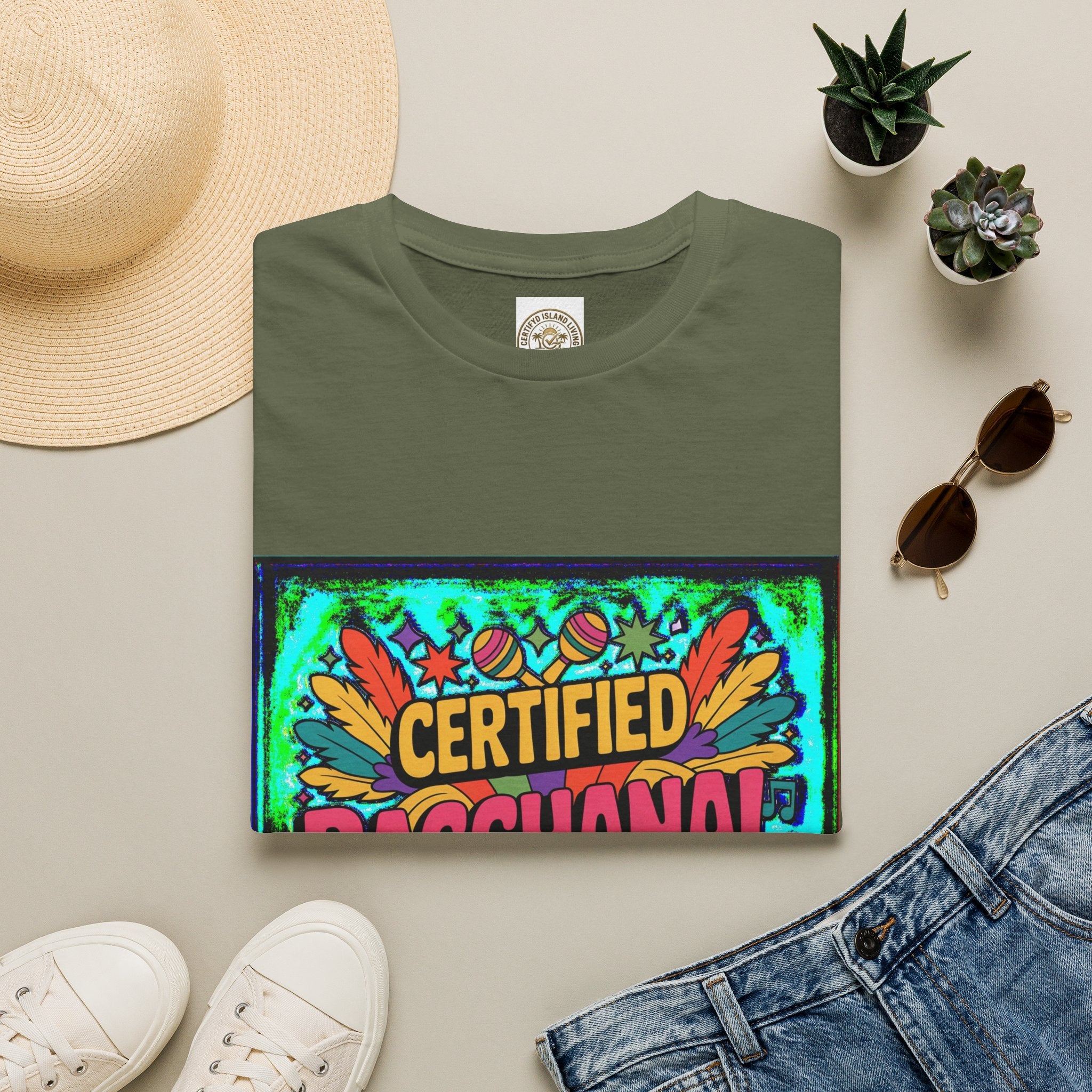 Certified Bacchanal Chasers T-Shirt — Colorful Carnival Party Tee