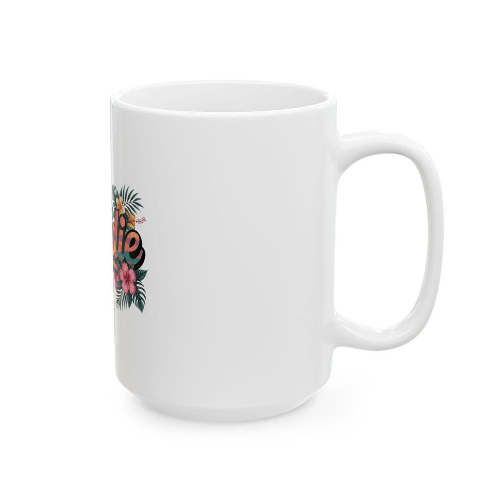 Baddie Floral Ceramic Mug — Tropical Script Coffee Cup (11oz, 15oz)