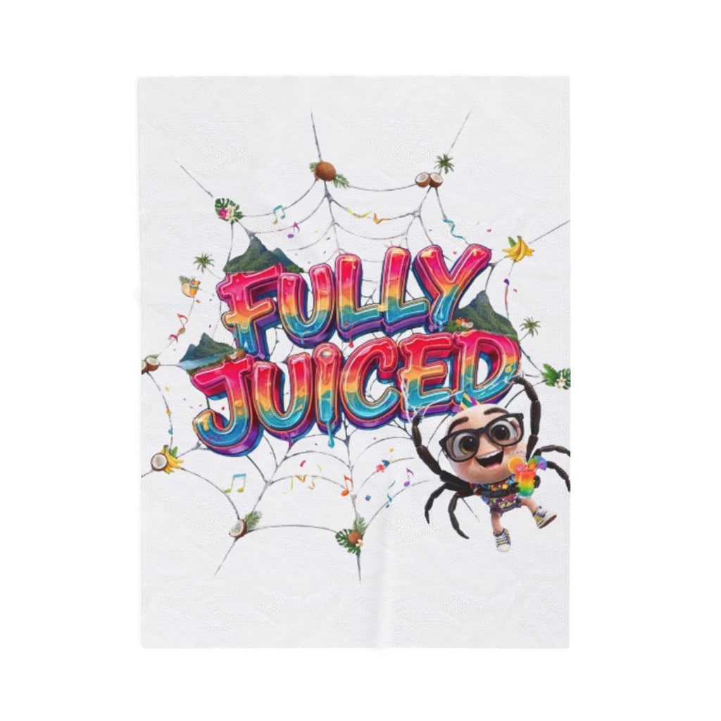 Fully Juiced Plush Blanket — Colorful Cartoon Spider Velveteen Throw