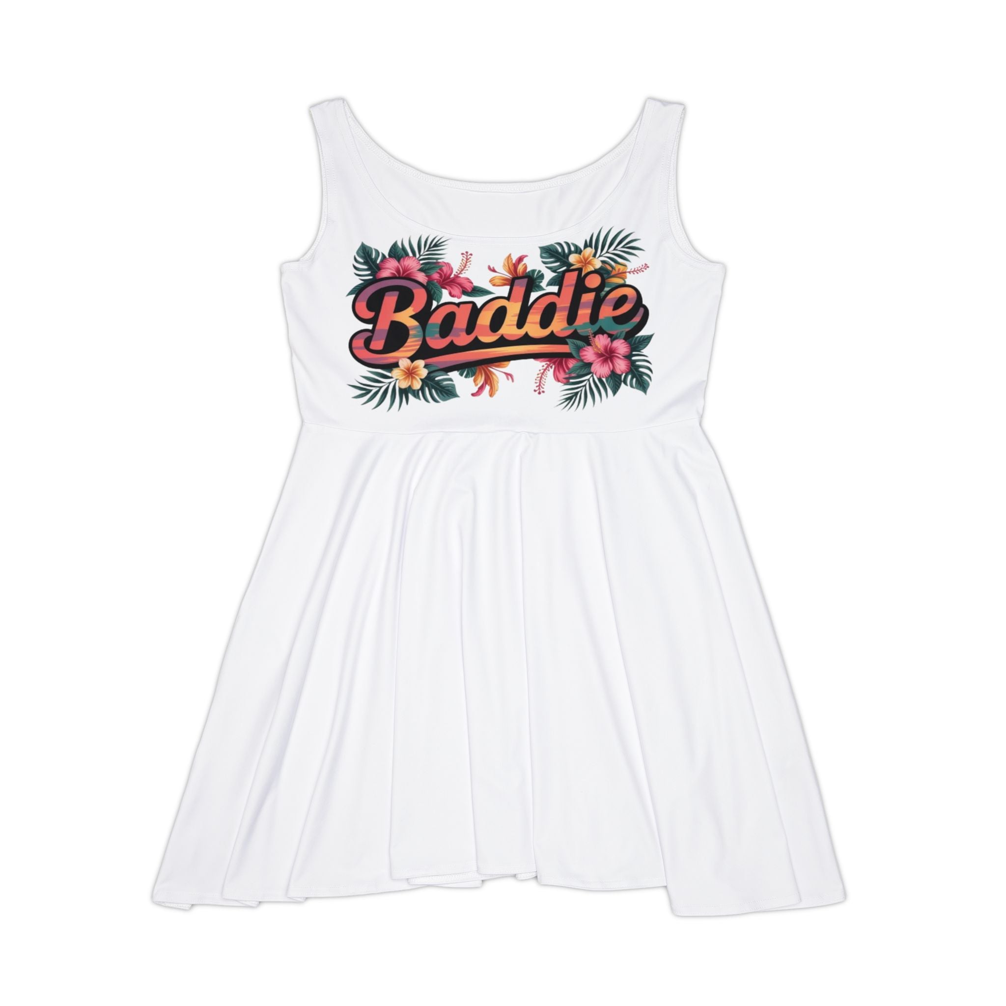 Baddie Floral Skater Dress — Tropical Graphic Women's Dress