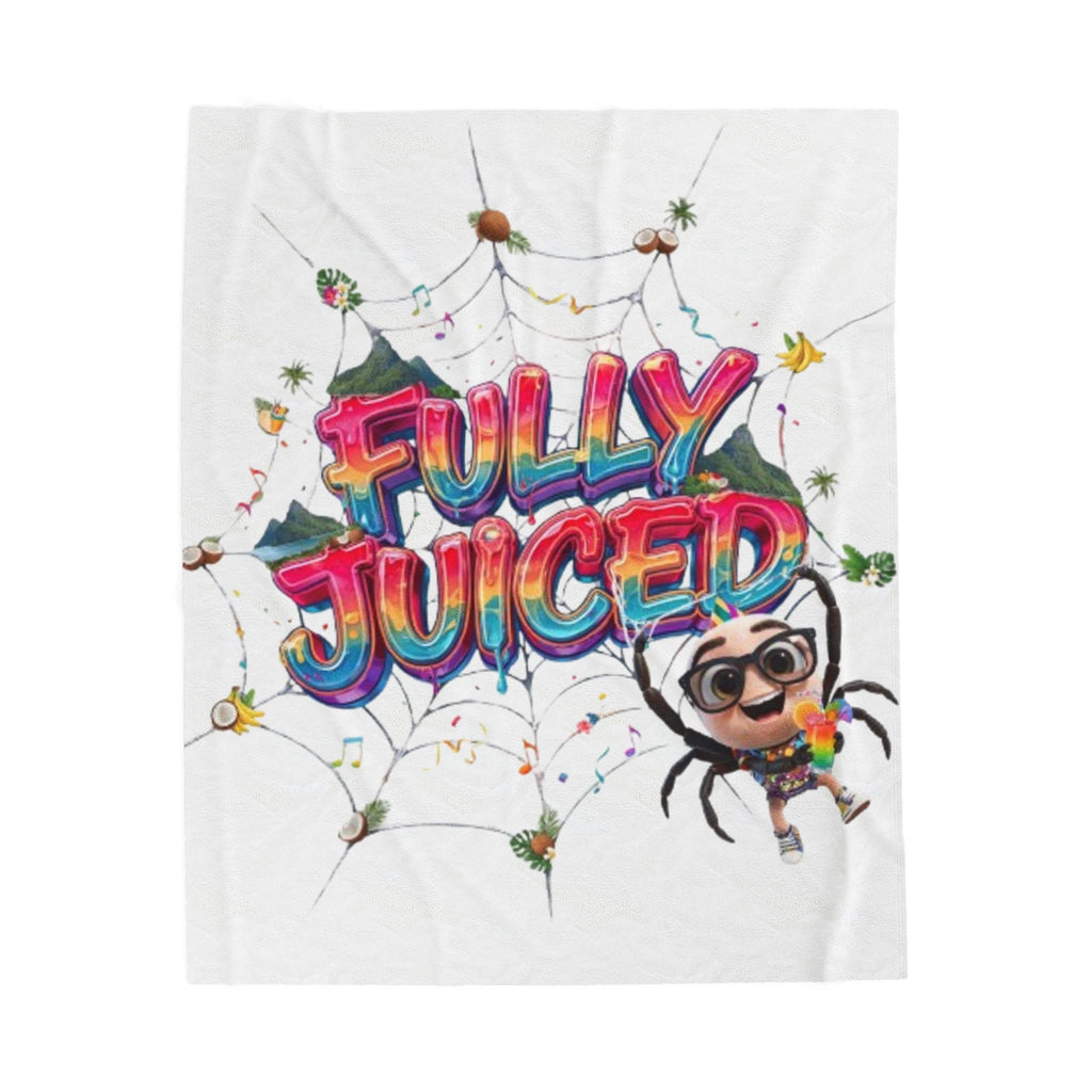 Fully Juiced Plush Blanket — Colorful Cartoon Spider Velveteen Throw