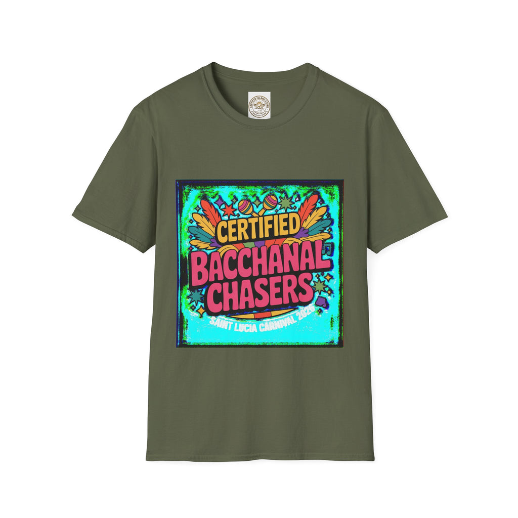 Certified Bacchanal Chasers T-Shirt — Colorful Carnival Party Tee