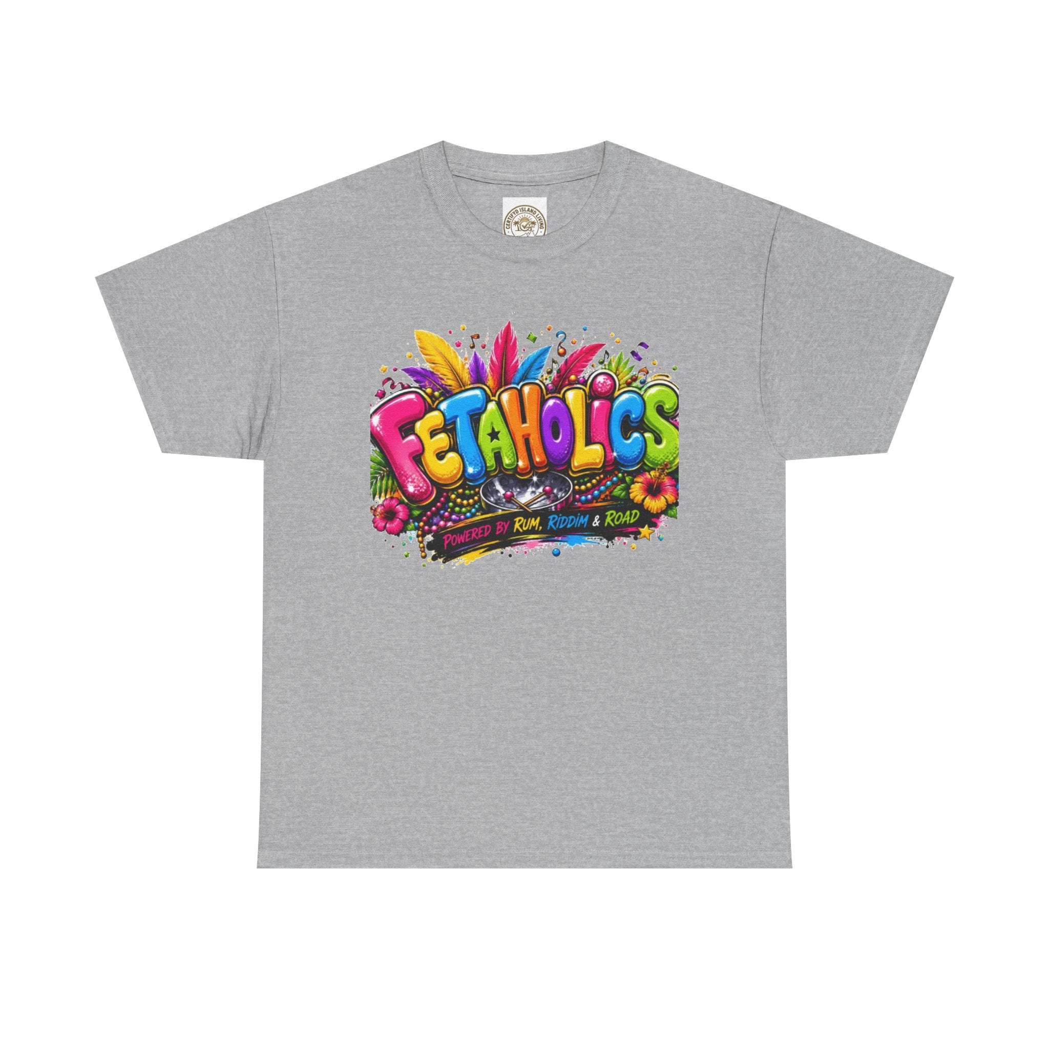 T-Shirt — Colorful "Fetaholics" Graphic Tee (Festival, Party Vibe)