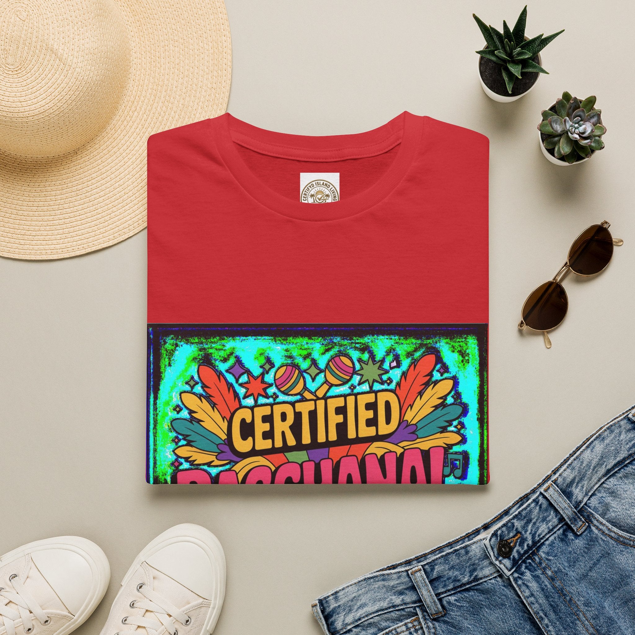 Certified Bacchanal Chasers T-Shirt — Colorful Carnival Party Tee