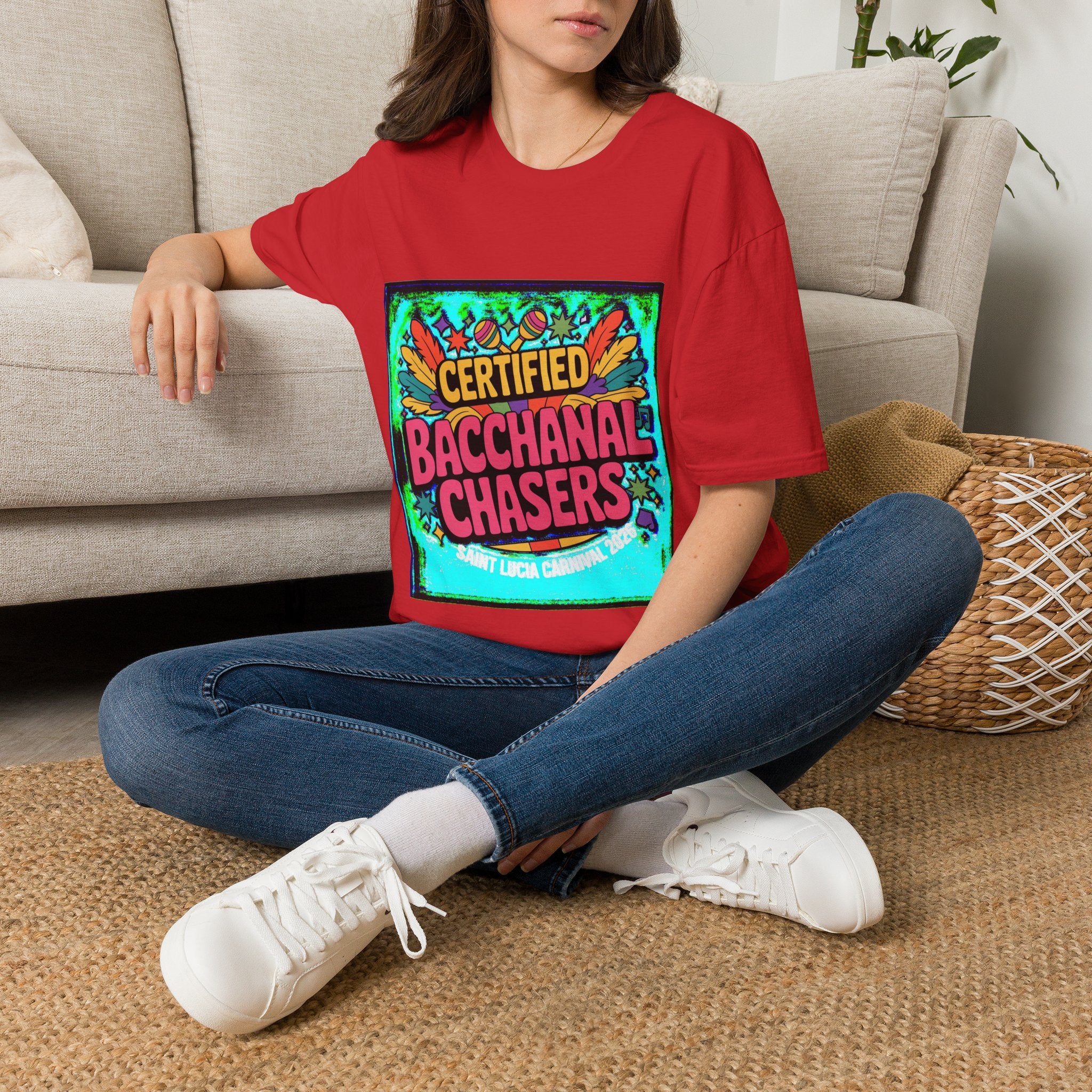 Certified Bacchanal Chasers T-Shirt — Colorful Carnival Party Tee