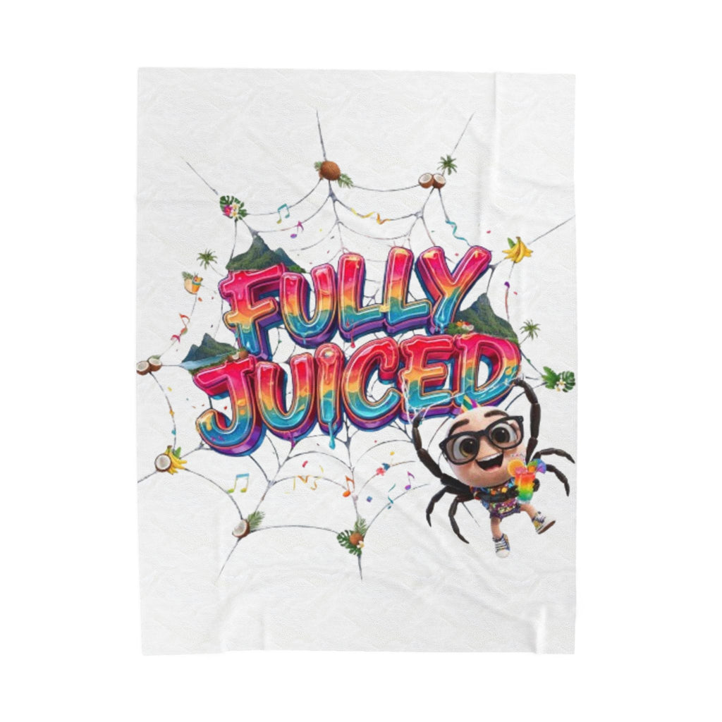 Fully Juiced Plush Blanket — Colorful Cartoon Spider Velveteen Throw