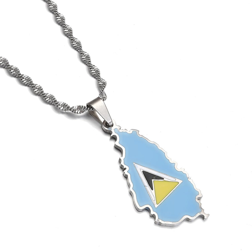 St. Lucia Heart Map Necklace