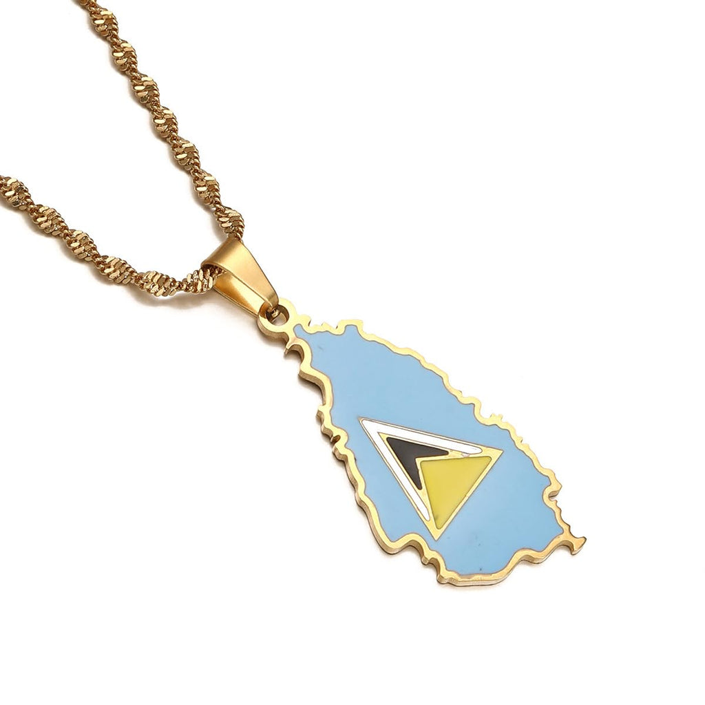 St. Lucia Heart Map Necklace