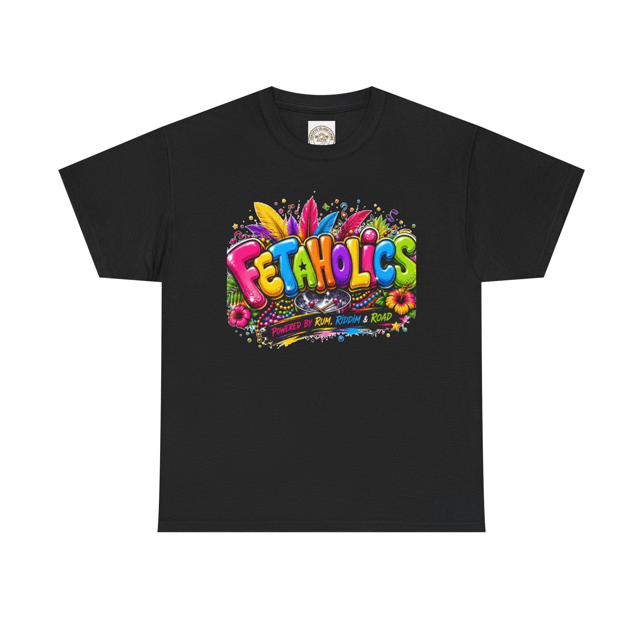 T-Shirt — Colorful "Fetaholics" Graphic Tee (Festival, Party Vibe)