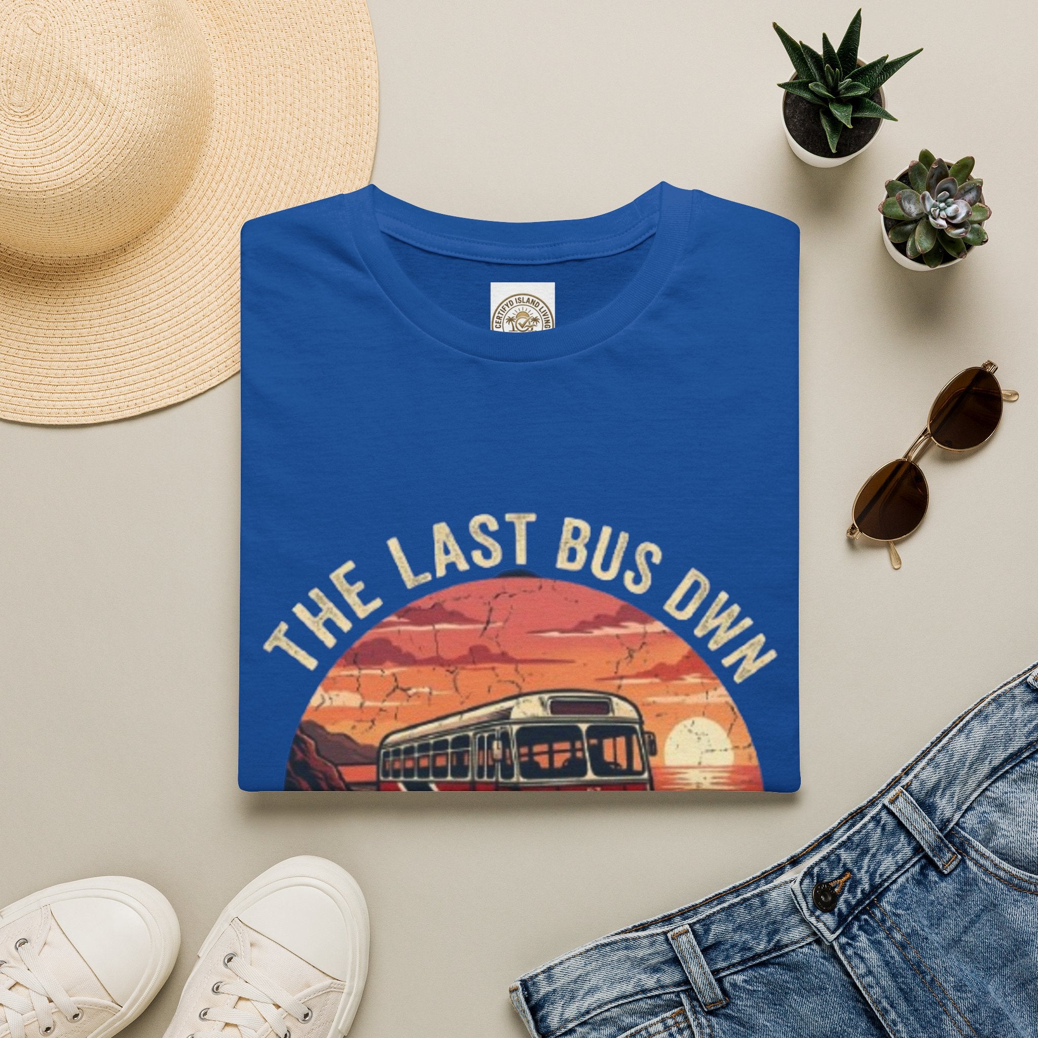 Vintage Bus Sunset T-Shirt — “The Last Bus Down” Graphic Tee