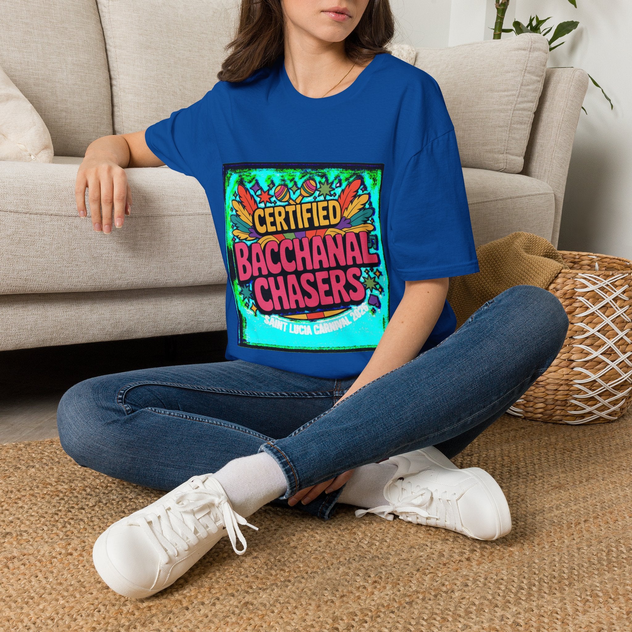 Certified Bacchanal Chasers T-Shirt — Colorful Carnival Party Tee