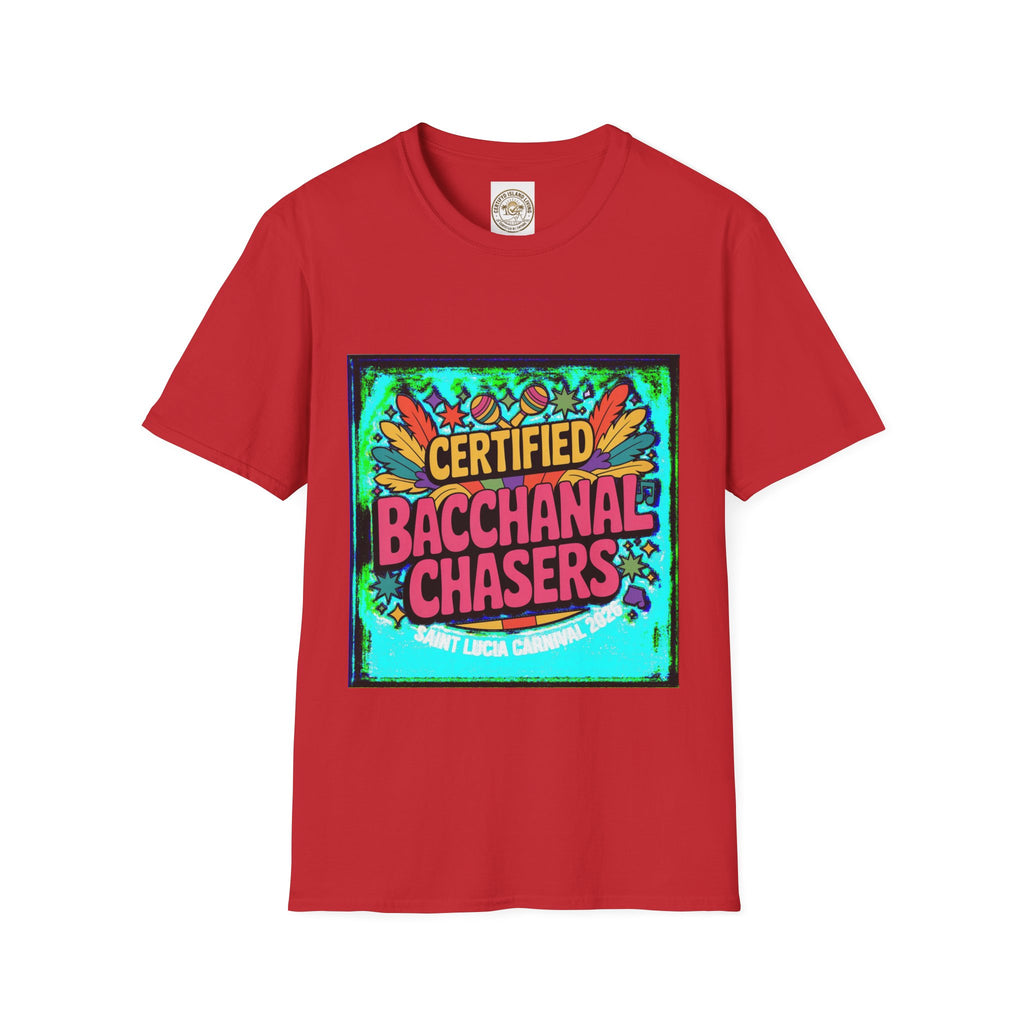 Certified Bacchanal Chasers T-Shirt — Colorful Carnival Party Tee