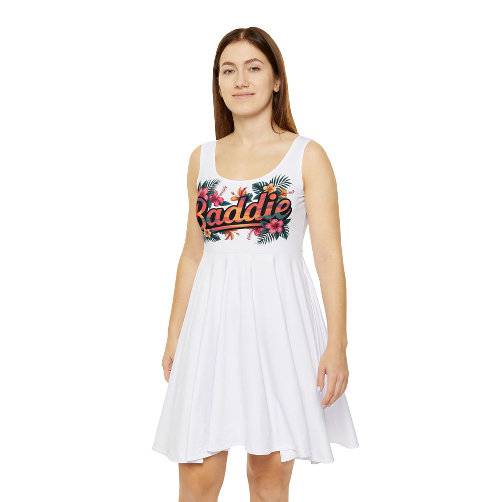 Baddie Floral Skater Dress — Tropical Graphic Women's Dress