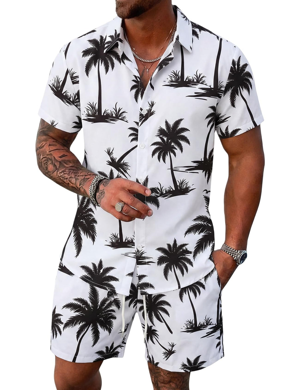 Men's Tropical 2-Piece Hawaiian Beach Set | Island Vacation Outfit