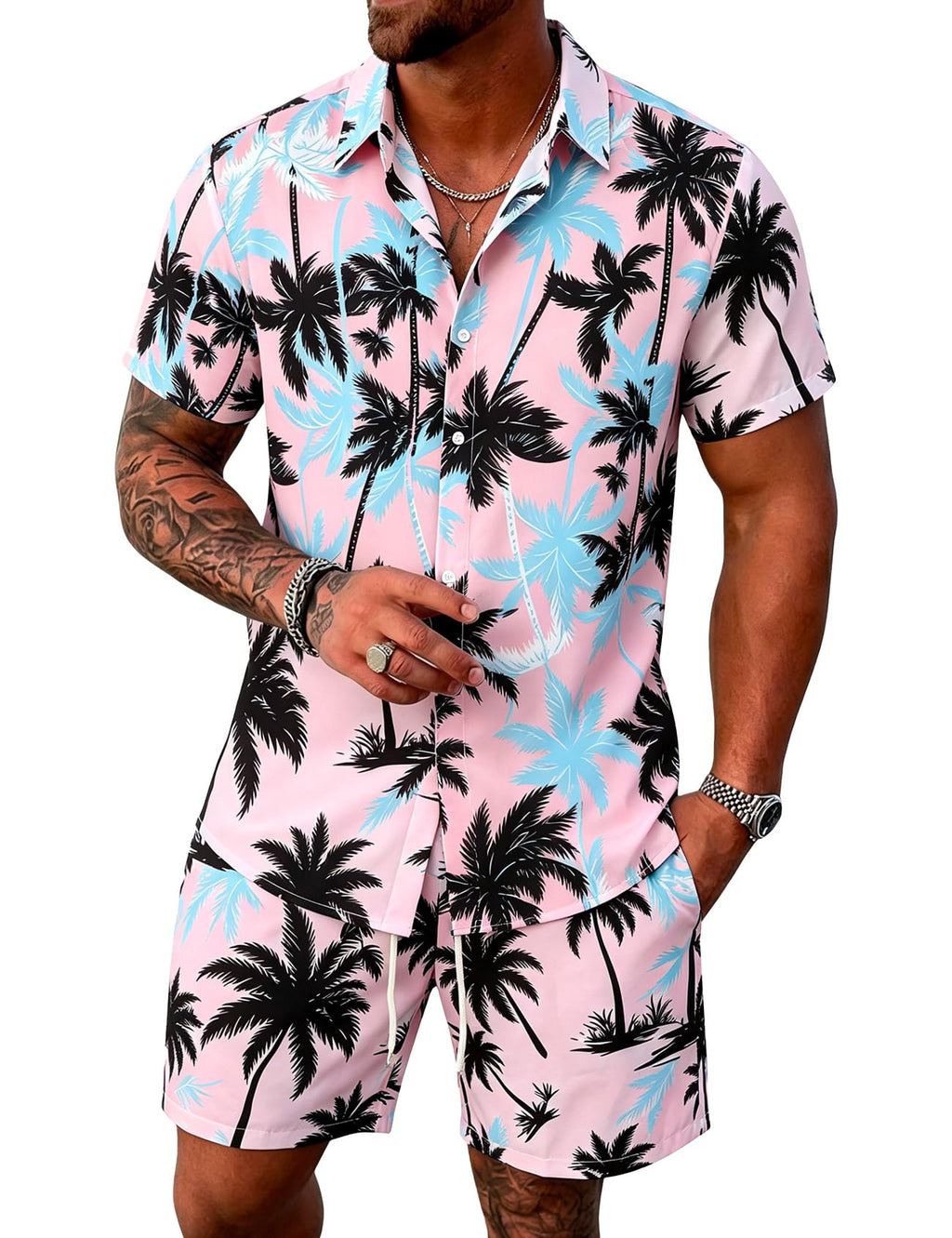 Men's Tropical 2-Piece Hawaiian Beach Set | Island Vacation Outfit