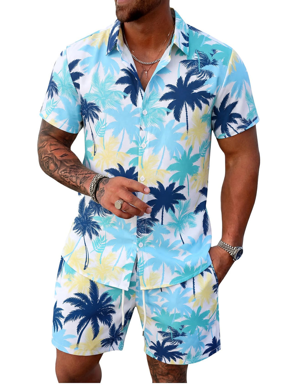 Men's Tropical 2-Piece Hawaiian Beach Set | Island Vacation Outfit