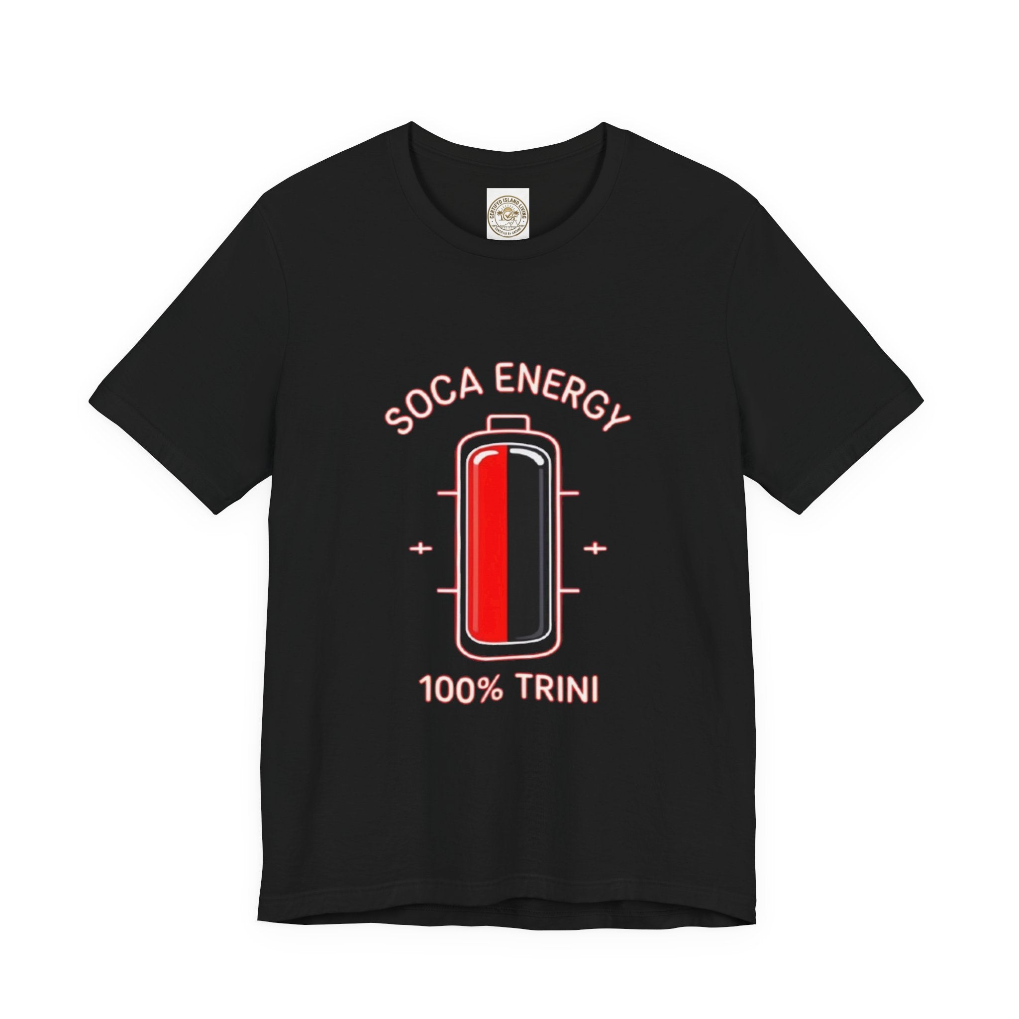 Soca Energy T‑Shirt — 100% Trini Battery Graphic Tee