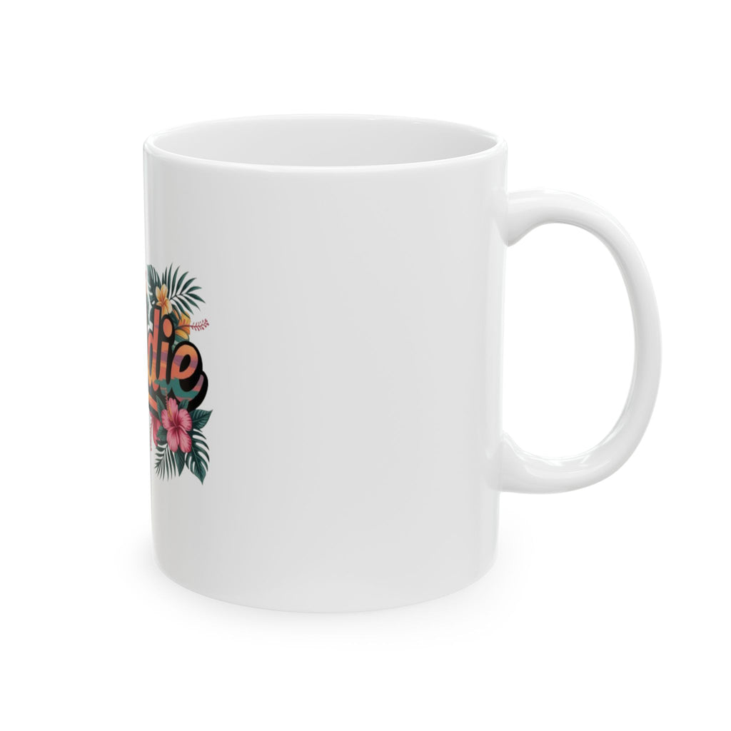 Baddie Floral Ceramic Mug — Tropical Script Coffee Cup (11oz, 15oz)