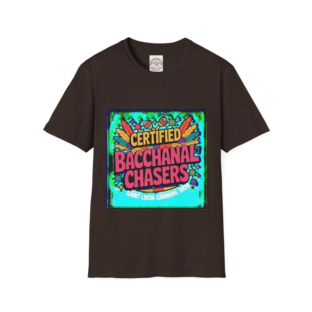 Certified Bacchanal Chasers T-Shirt — Colorful Carnival Party Tee