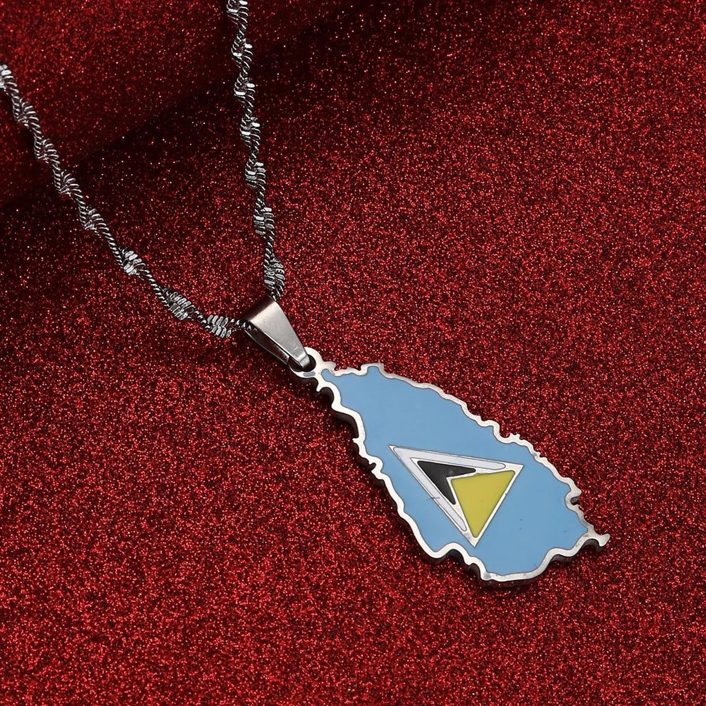 St. Lucia Heart Map Necklace