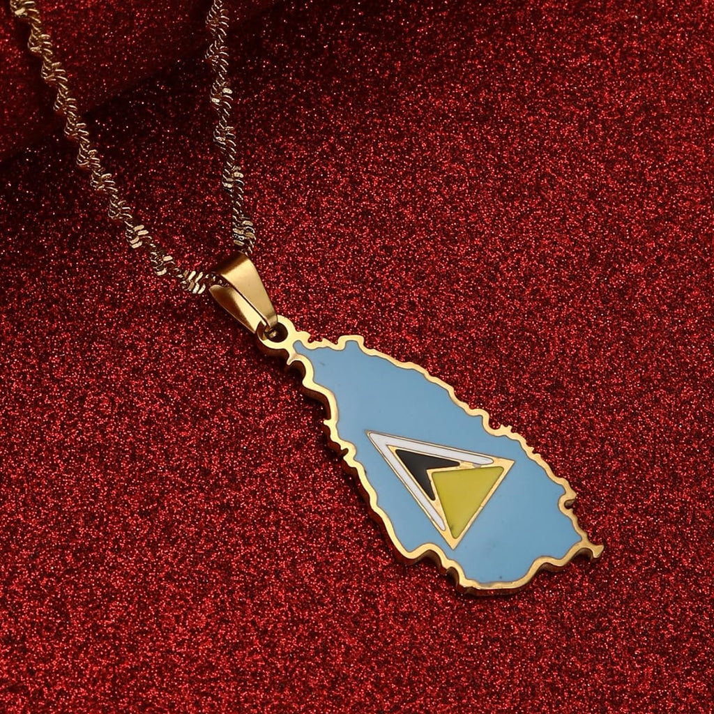 St. Lucia Heart Map Necklace