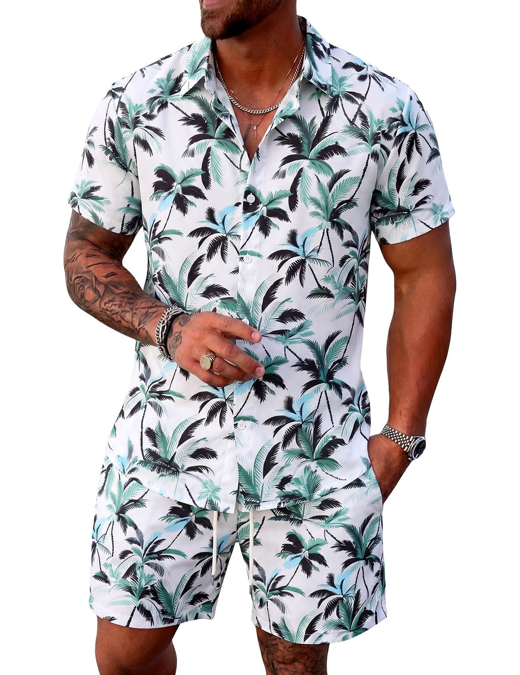 Men's Tropical 2-Piece Hawaiian Beach Set | Island Vacation Outfit