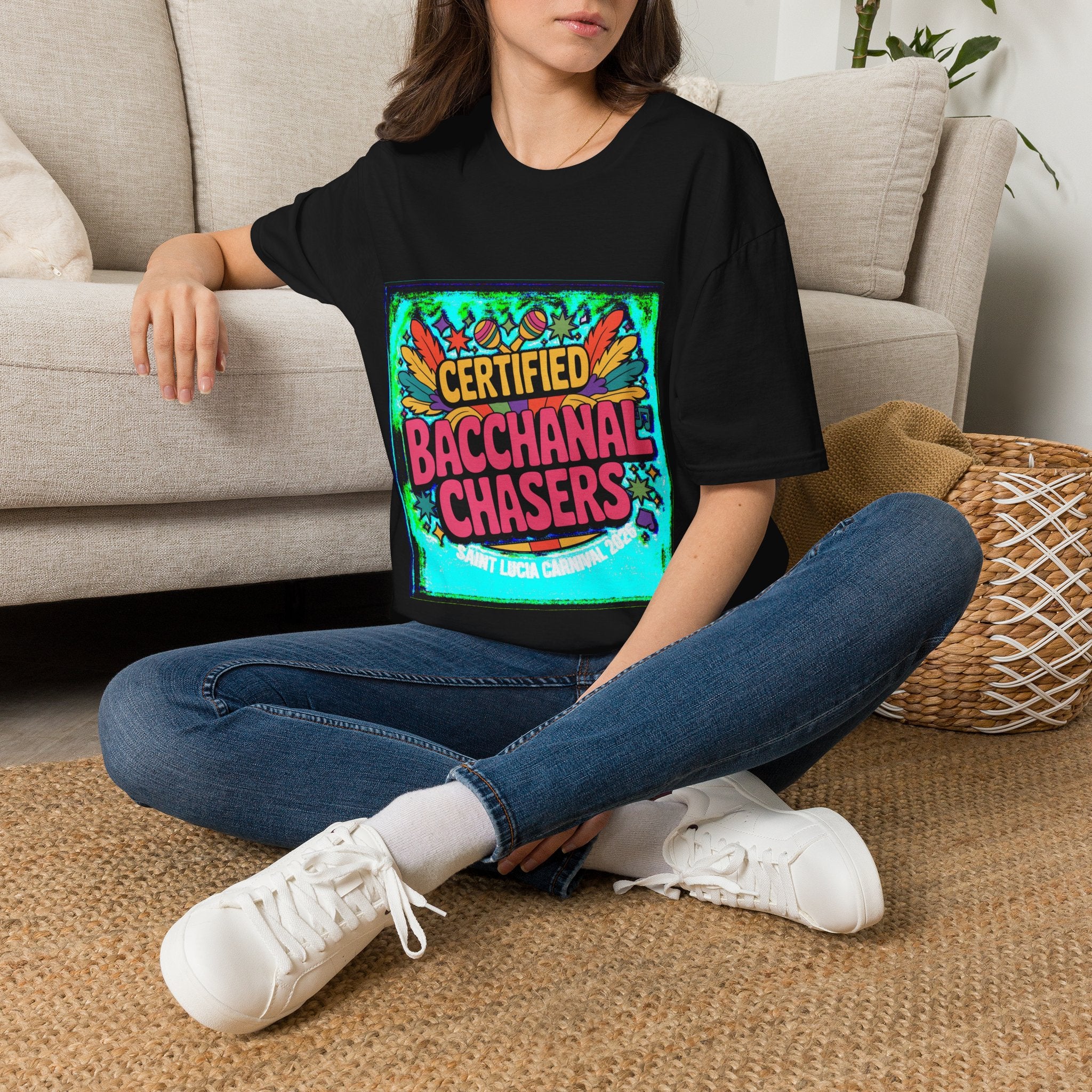Certified Bacchanal Chasers T-Shirt — Colorful Carnival Party Tee