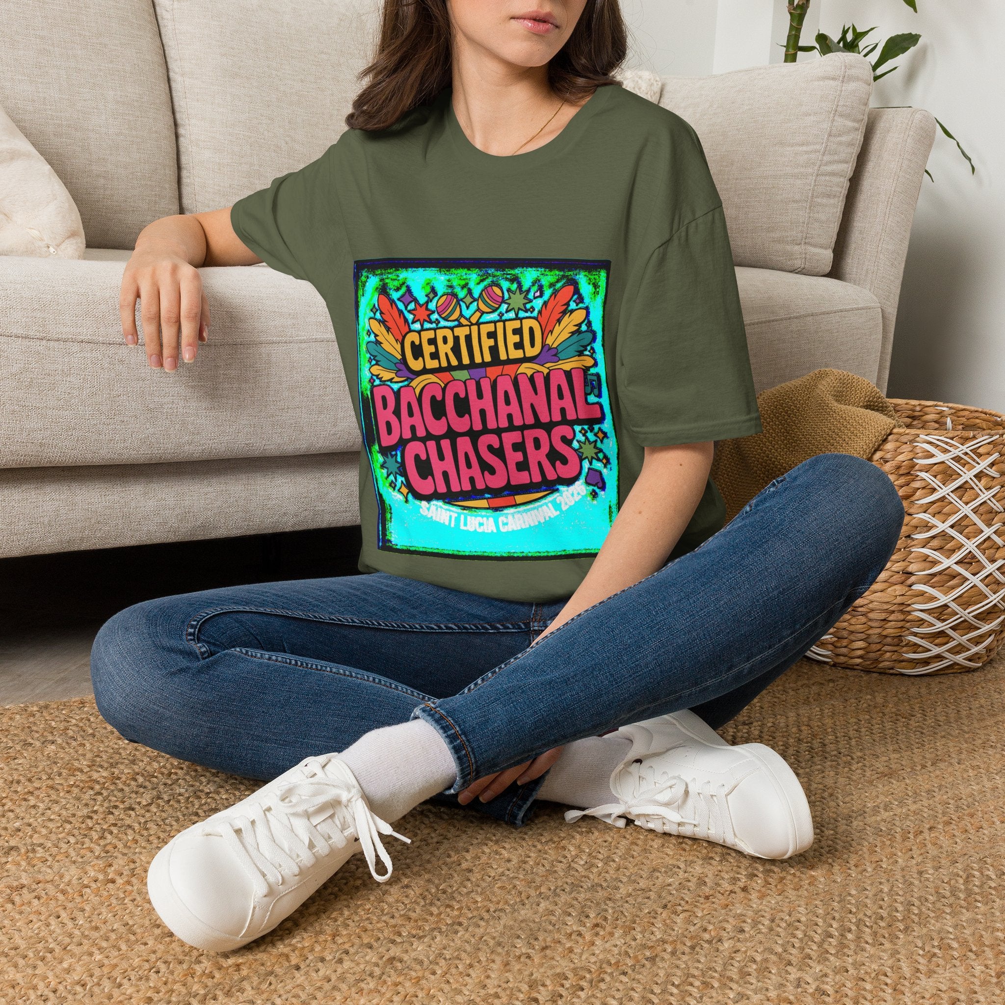 Certified Bacchanal Chasers T-Shirt — Colorful Carnival Party Tee