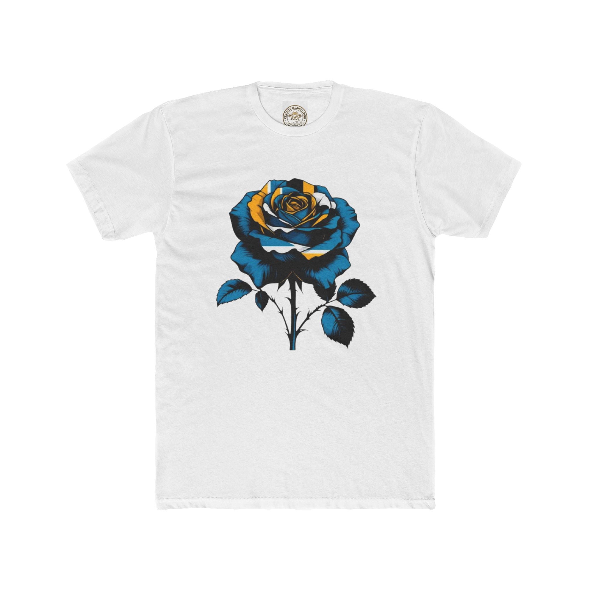 Blue & Gold Rose Graphic Tee