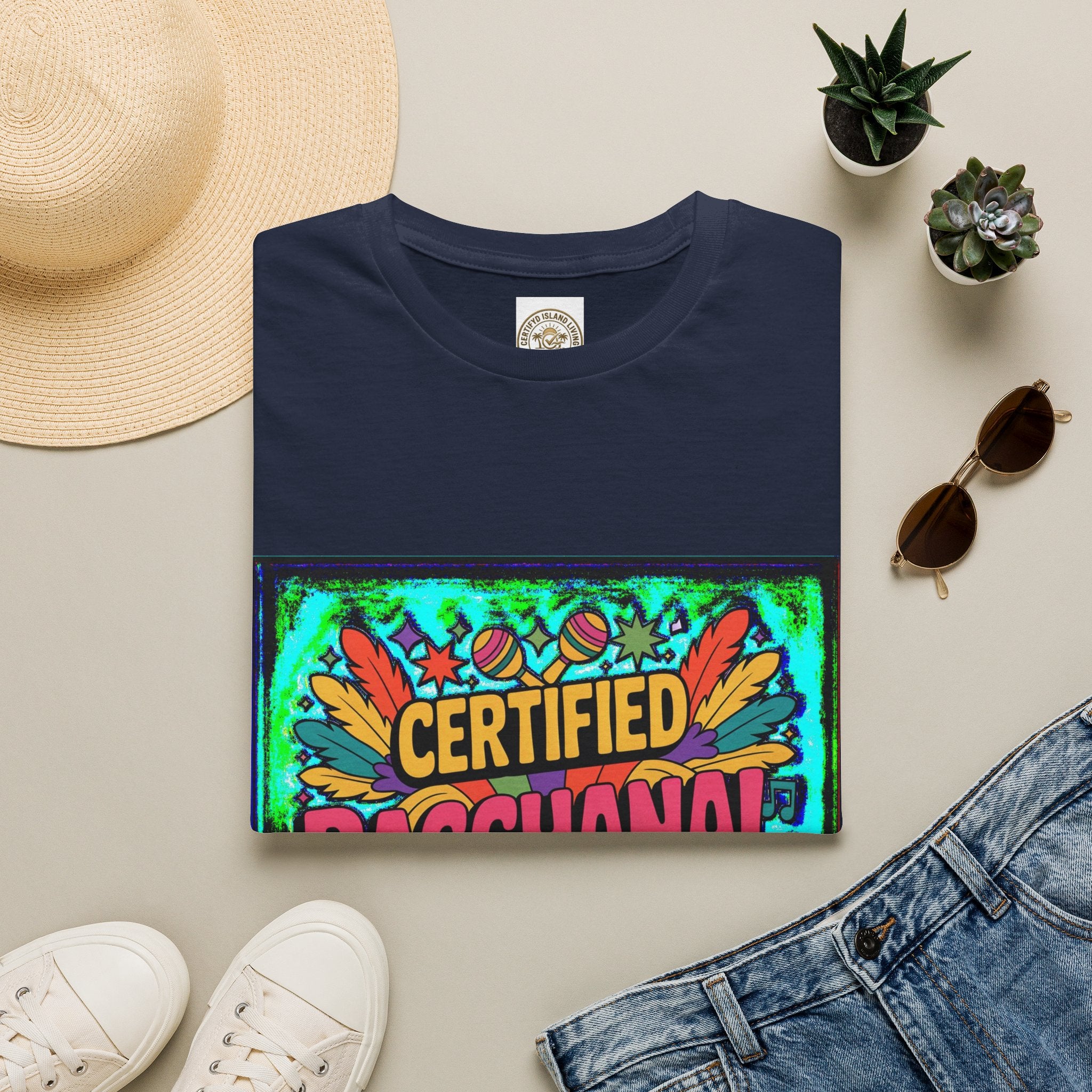 Certified Bacchanal Chasers T-Shirt — Colorful Carnival Party Tee