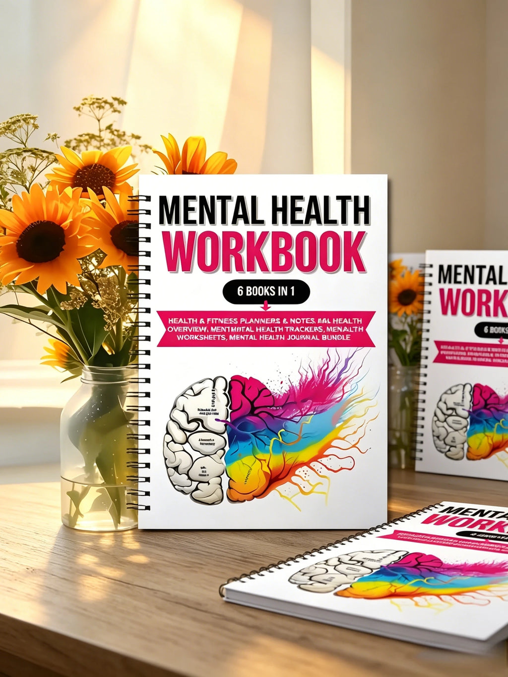 1pcs Mental Health Workbook & Journal Bundle, 6-in-1 Self-Care Planner with Anxiety & Mood Trackers, Trigger Logs & Reflection Worksheets for Emotional Wellness & Self-Growth