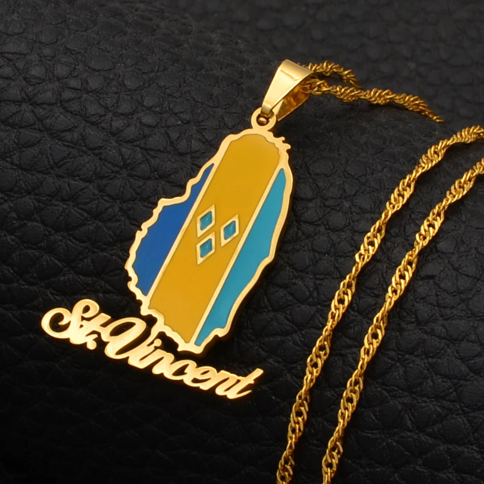 St. Vincent Island Map Necklace