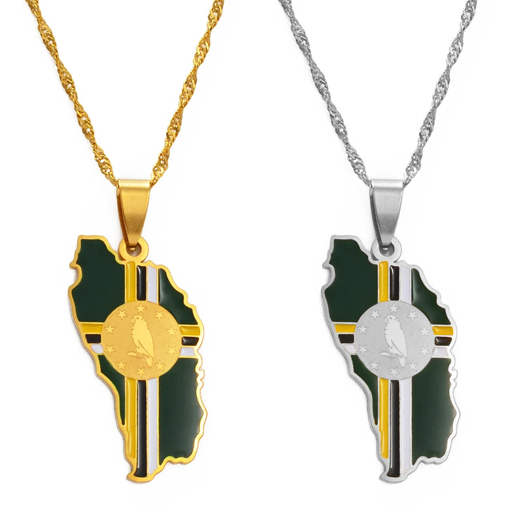 Dominica Map Pendant Necklace