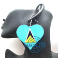 St. Lucia Flag Wooden Earrings
