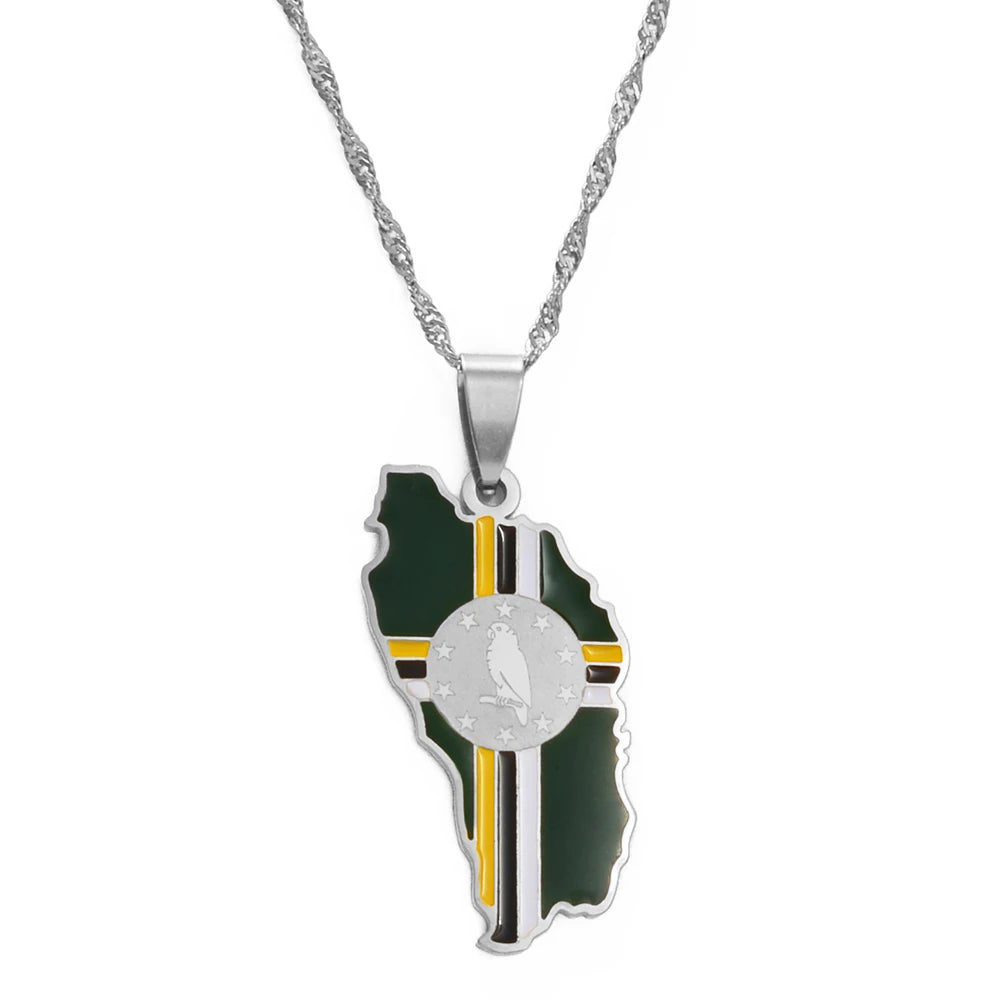 Dominica Map Pendant Necklace