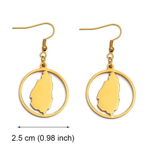 Anniyo Gold Color Saint Lucia Map Earrings for Women/, st. lucia Maps Jewelry Patriotic s #031421