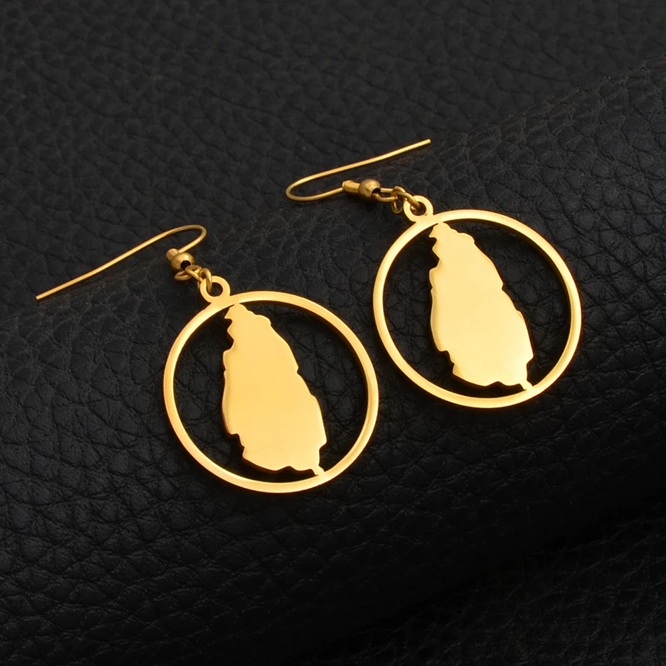 Anniyo Gold Color Saint Lucia Map Earrings for Women/, st. lucia Maps Jewelry Patriotic s #031421