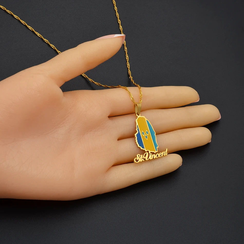St. Vincent Island Map Necklace