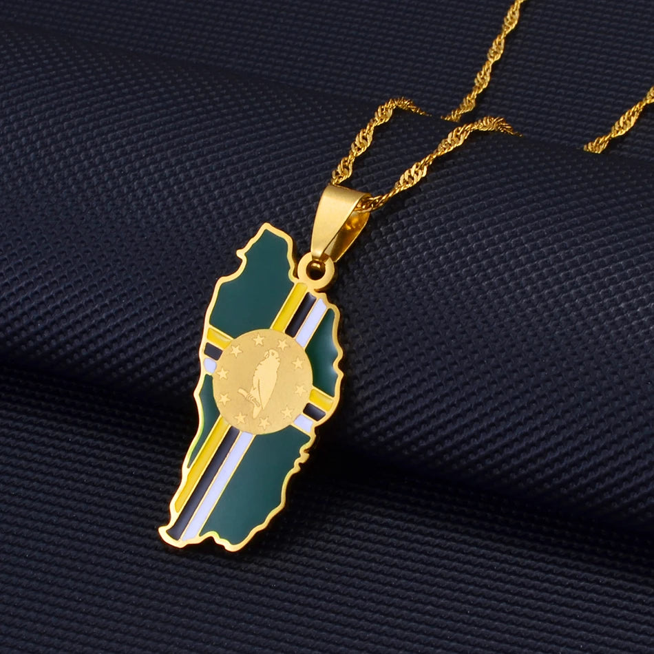 Dominica Map Pendant Necklace