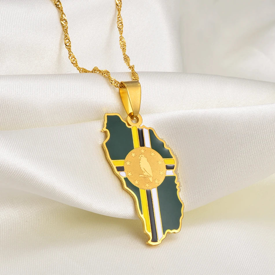 Dominica Map Pendant Necklace