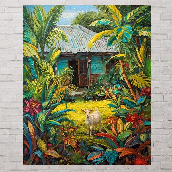 Tropical Island Botanical Canvas Print – Caribbean Wall Art