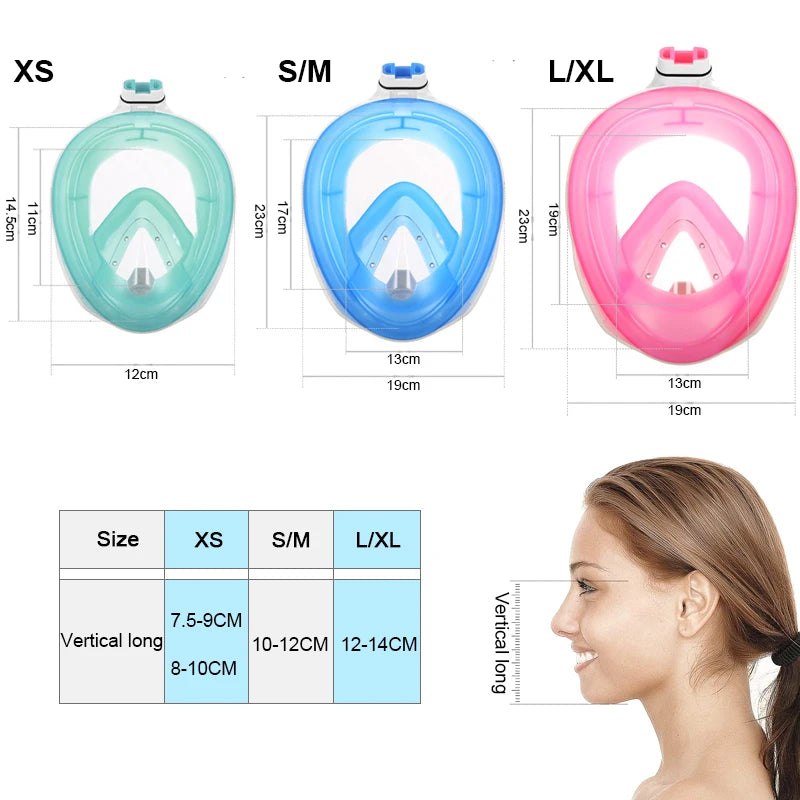 Full Face Snorkel Diving Mask – Anti-Fog Underwater Scuba Mask for Adults & Kids