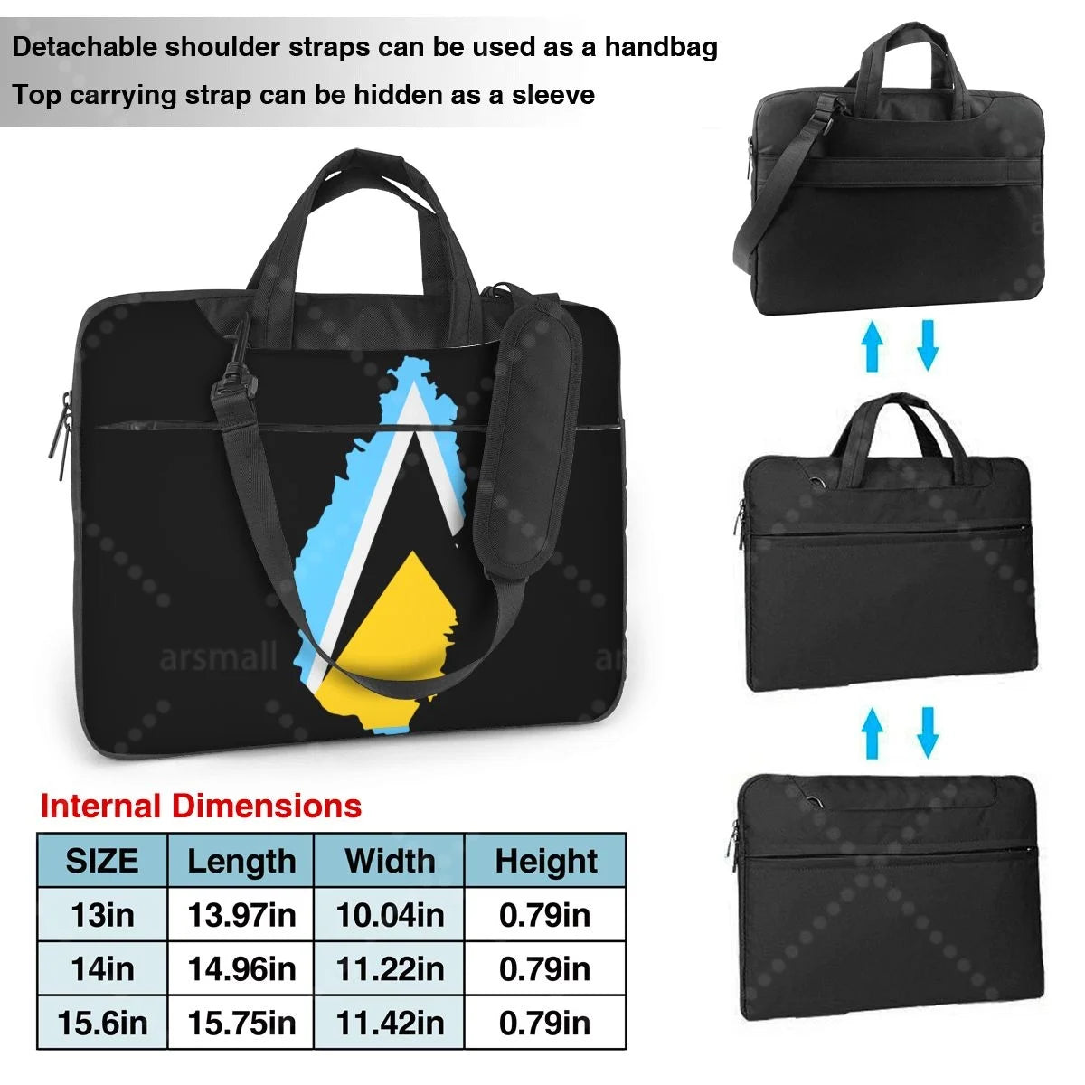 Saint Lucia Flag Laptop Shoulder Bag Compatible with 13/14/15.6 Inches Laptop Netbook PC Cover Pouch
