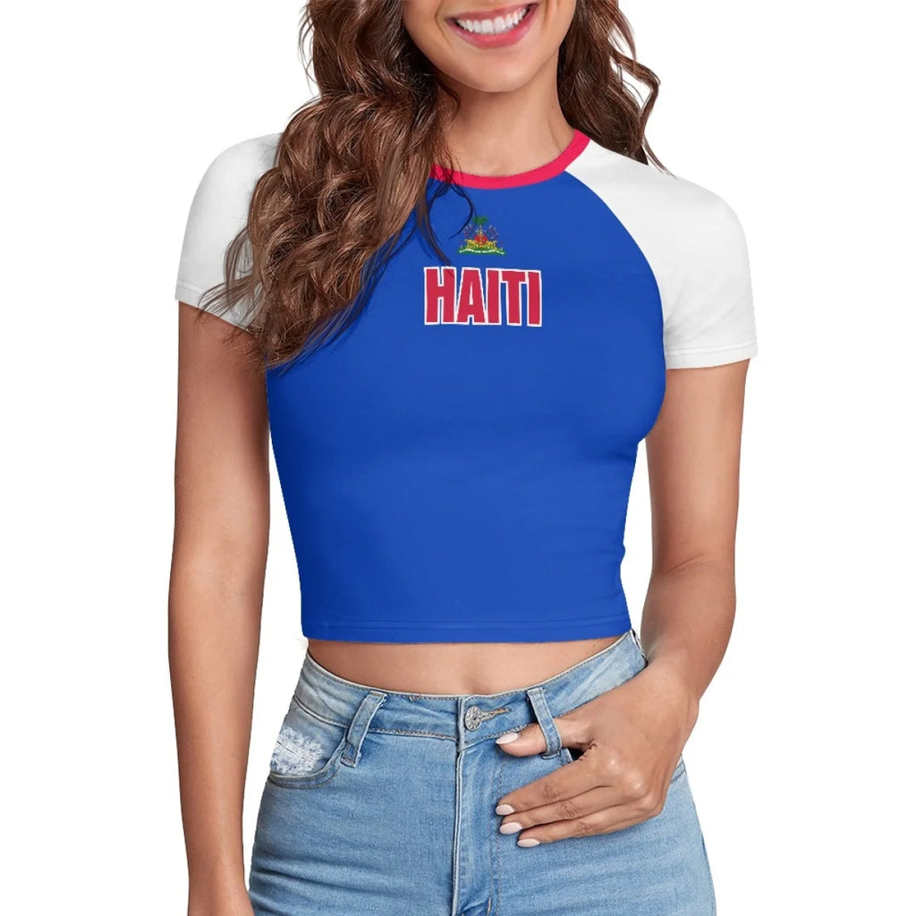 Patriotic Crewneck Carribean High Street Fashion Crop T Shirt Tops Custom St Lucia Saint Lucia Flag Y2K Hot Girl Baby Tee Top