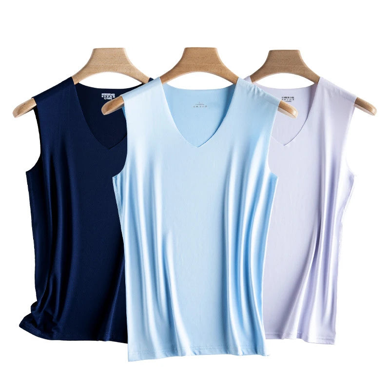 Men's Silk Seamless Tank Top – Sleeveless Gym Vest & Undershirt